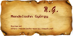 Mendelsohn György névjegykártya